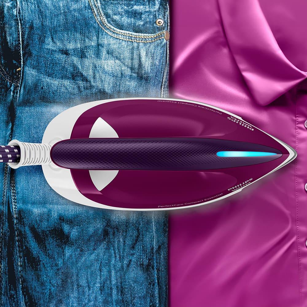 Ferro de Passar a Vapor Philips Walita PerfectCare Compact Essential com Tecnologia OptimalTEMP e Base SteamGlide 1800W – Branco/Roxo - 3