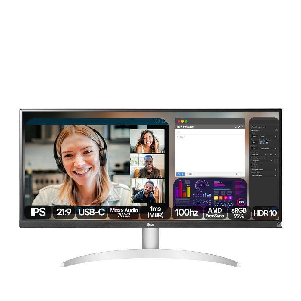 Monitor UltraWide 29" LG 29WQ600-B com Tela IPS, Full HD, 100Hz, AMD FreeSync – Branco - 1