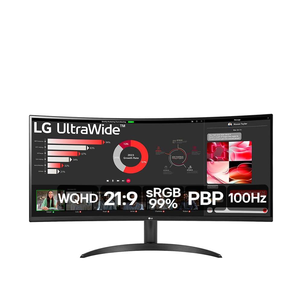 Monitor UltraWide 34” LG 34WR50QC-B com Tela VA, WQHD, 100Hz, AMD FreeSync, HDR10, PBP – Preto - 1