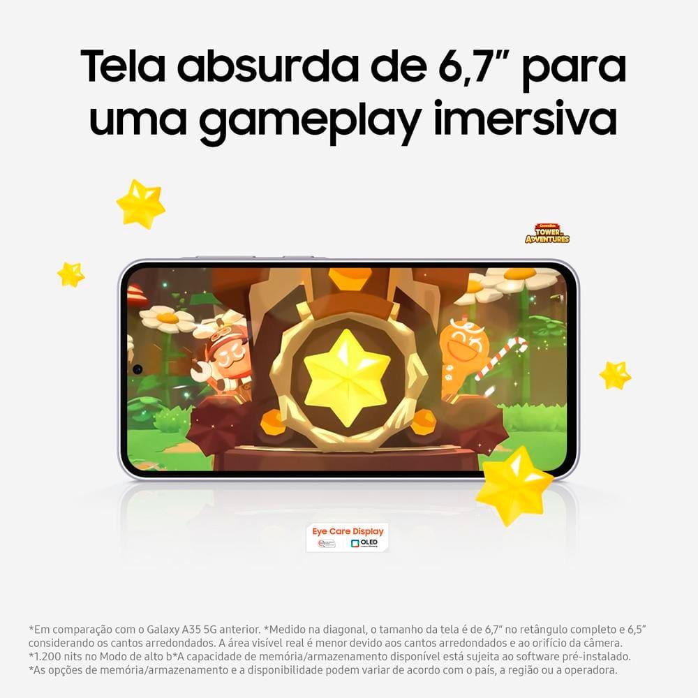 Smartphone Samsung Galaxy A36 5G Preto 256GB, 8GB RAM, Câmera Tripla até 50MP, Tela Super AMOLED 6.7", IP67, NFC, Recursos AI e Snapdragon 6 Gen 3 - 5