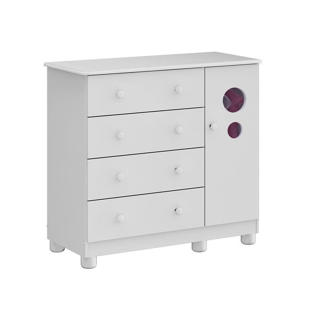 Guarda-Roupa Infantil Peroba Duda Plus, 86 cm de Largura + Cômoda com 1 Porta, 4 Gavetas, 1 Prateleira, 95,3 cm de Largura + Berço Americano - 3