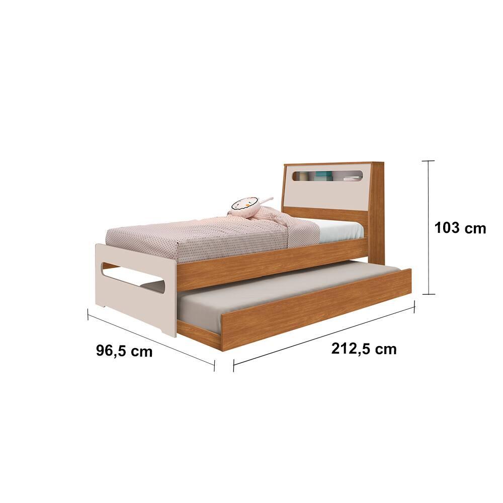 Bicama Solteiro Barreto Manu com Baú - Nature/Off White - 4