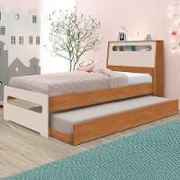 Bicama Solteiro Barreto Manu com Baú - Nature/Off White - 1