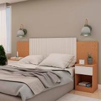 Cabeceira Extensível para Cama de Casal e Queen Size Genialflex Roma em MDP com detalhes Frisados – Cinamomo/Off White - 1