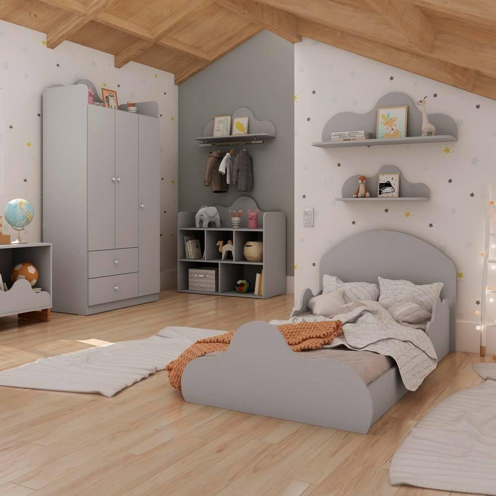 Mini Cama Infantil Genialflex Nuvem com Grade de Proteção - Fendi - 2