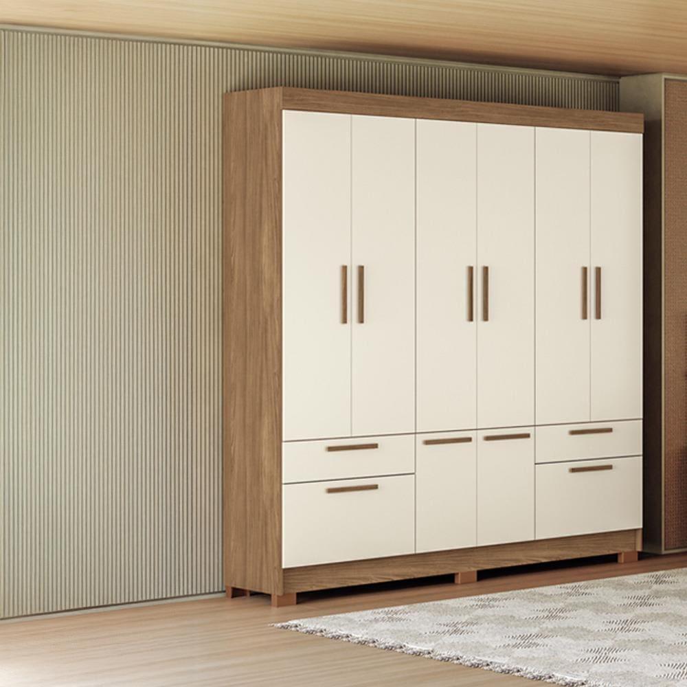 Guarda-Roupa Casal Santos Andirá Curitiba com 8 Portas, 4 Gavetas e 5 Prateleiras – 194,4cm de largura - 1