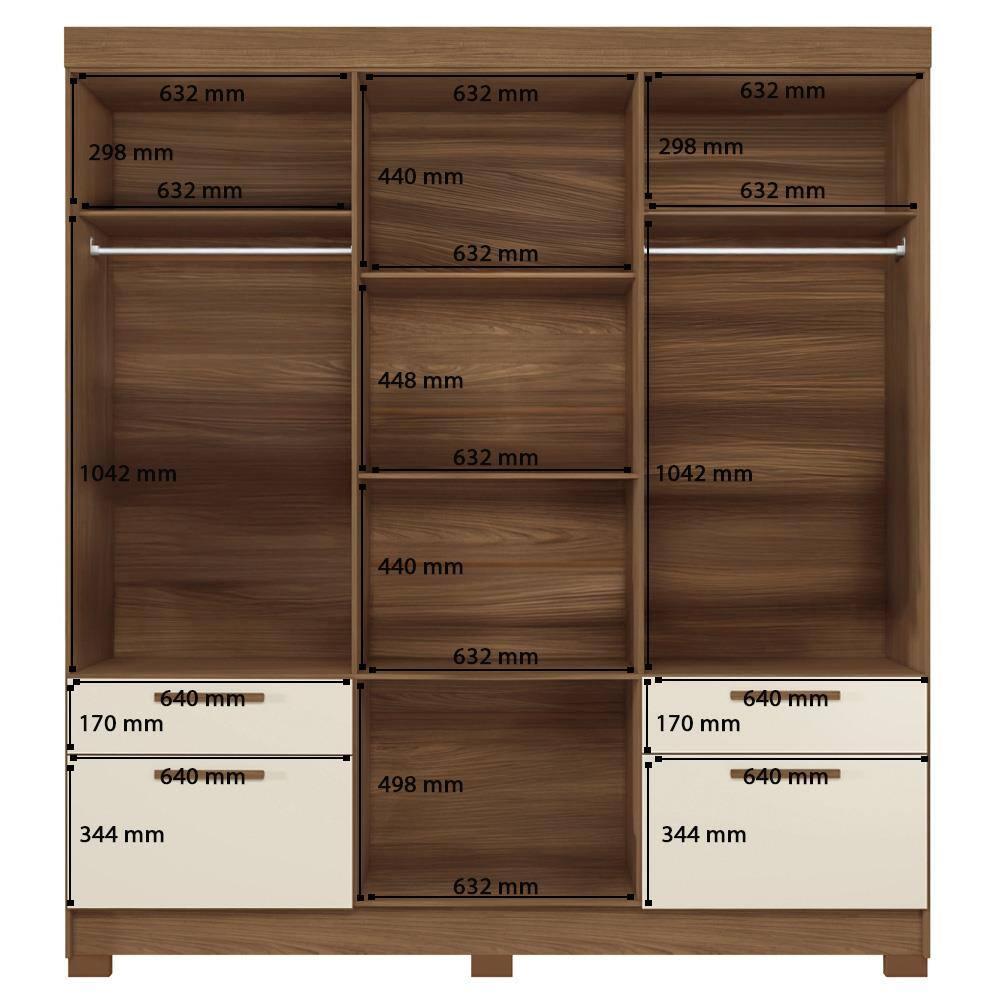 Guarda-Roupa Casal Santos Andirá Curitiba com 8 Portas, 4 Gavetas e 5 Prateleiras – 194,4cm de largura - 9