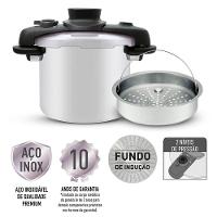 Panela de Pressão T-FAL Opti’Space em Inox com Cesto Vapor - 7 L - 8