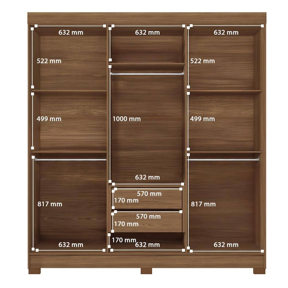 Guarda-Roupa Casal Santos Andirá Toledo com 6 Portas, 2 Gavetas e 5 Prateleiras - 194,4cm de largura - 8