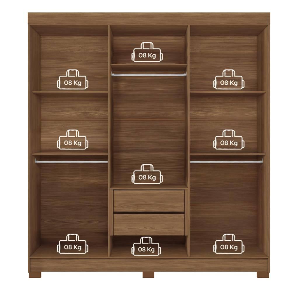Guarda-Roupa Casal Santos Andirá Toledo com 6 Portas, 2 Gavetas e 5 Prateleiras - 194,4cm de largura - 9