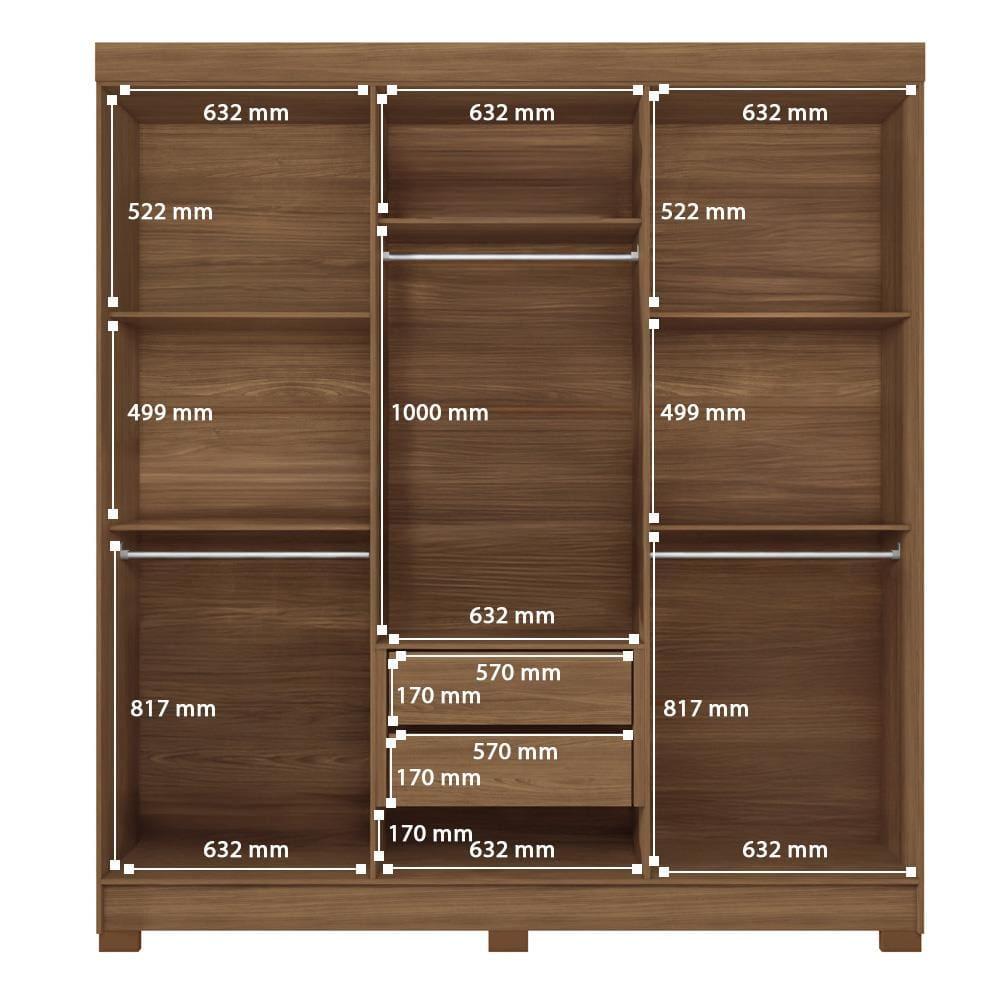 Guarda-Roupa Casal Santos Andirá Toledo com 6 Portas, 2 Gavetas e 5 Prateleiras - 194,4cm de largura - 7