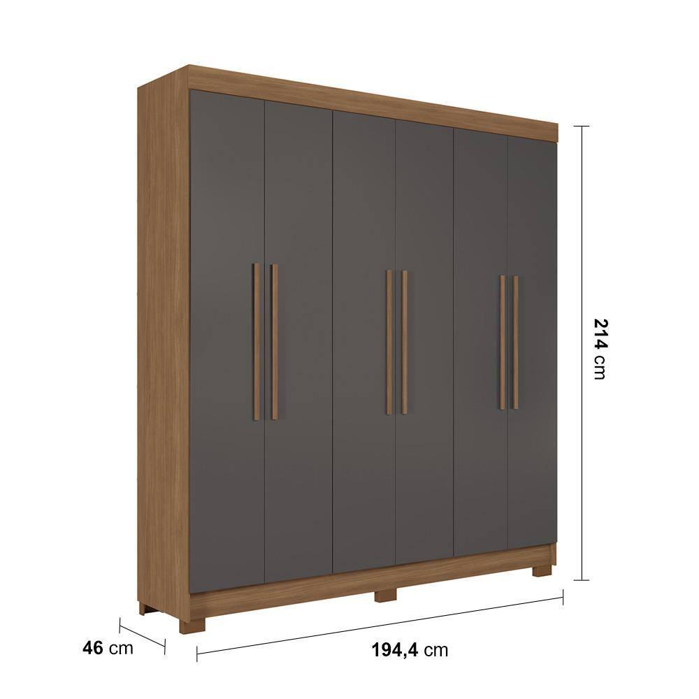 Guarda-Roupa Casal Santos Andirá Toledo com 6 Portas, 2 Gavetas e 5 Prateleiras - 194,4cm de largura - 9