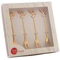 Conjunto Garfos para Aperitivo Wolff Gourmet Dourado - 4 Peças - 6