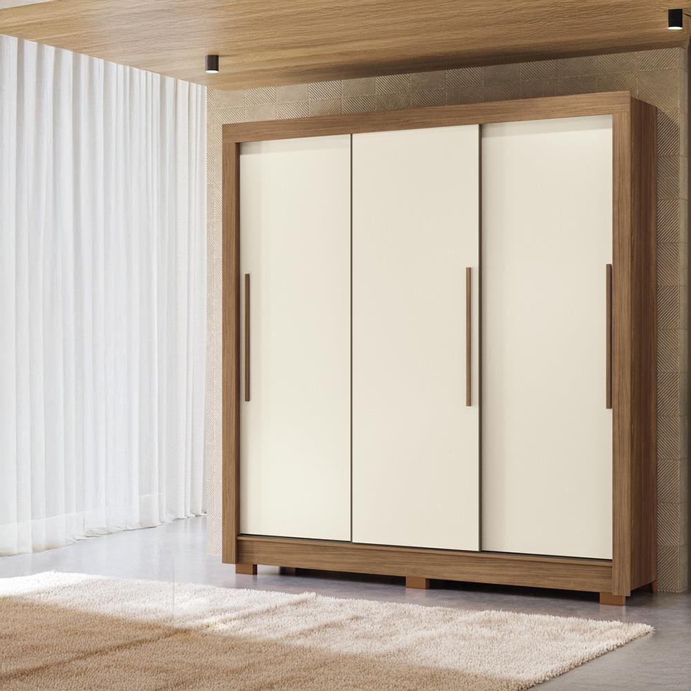Guarda-Roupa Casal Santos Andirá Maringa com 3 Portas de Correr, 2 Gavetas e 5 Prateleiras - 194,4cm de largura - 1