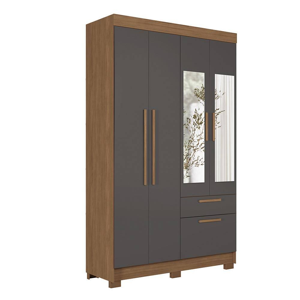 Guarda-Roupa Solteiro Santos Andirá Londrina com 4 Portas, 2 Gavetas e 3 Prateleiras - 130cm de largura - 2