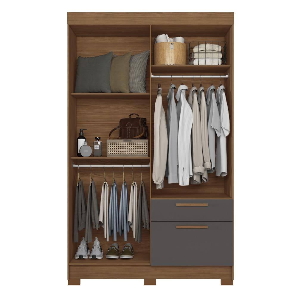 Guarda-Roupa Solteiro Santos Andirá Londrina com 4 Portas, 2 Gavetas e 3 Prateleiras - 130cm de largura - 4