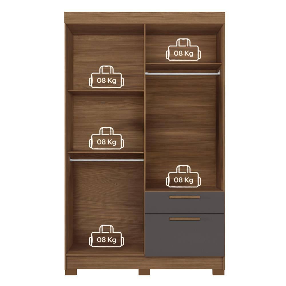 Guarda-Roupa Solteiro Santos Andirá Londrina com 4 Portas, 2 Gavetas e 3 Prateleiras - 130cm de largura - 10