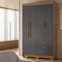 Guarda-Roupa Solteiro Santos Andirá Londrina com 4 Portas, 2 Gavetas e 3 Prateleiras - 130cm de largura - 1