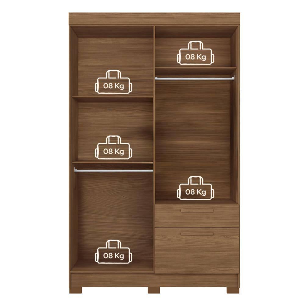 Guarda-Roupa Solteiro Santos Andirá Londrina com 4 Portas, 2 Gavetas e 3 Prateleiras - 130cm de largura - 9