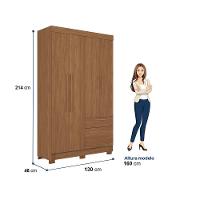 Guarda-Roupa Solteiro Santos Andirá Londrina com 4 Portas, 2 Gavetas e 3 Prateleiras - 130cm de largura - 10