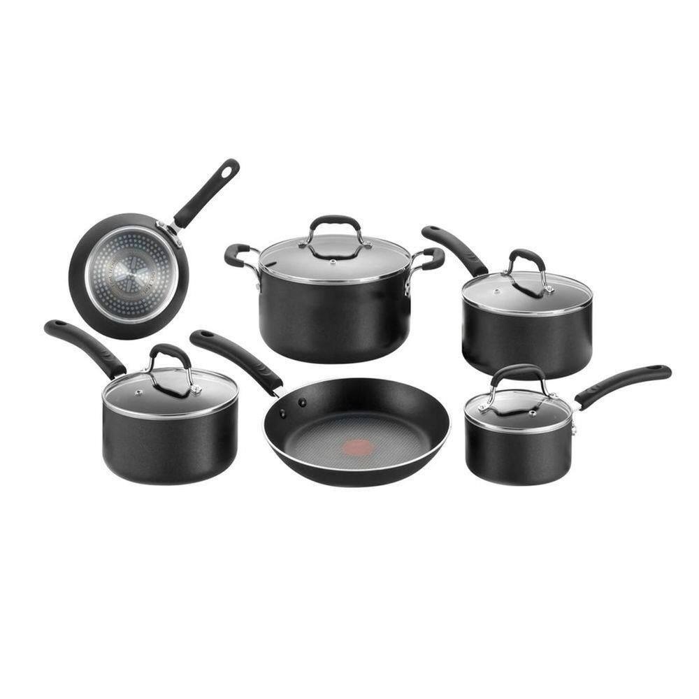 Conjunto de Panelas 6 Peças Tefal Professional Revestimento Antiaderente Titanium e Tampas de Vidro - Preto - 1