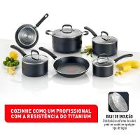 Conjunto de Panelas 6 Peças Tefal Professional Revestimento Antiaderente Titanium e Tampas de Vidro - Preto - 9