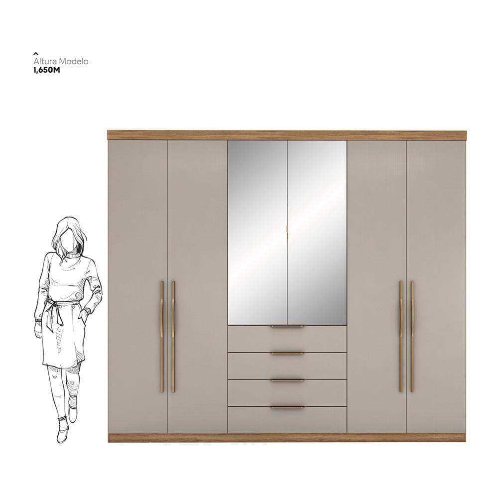 Guarda-Roupa Demóbile Giardino com 6 Portas e 4 Gavetas - 262,2 de largura - 6