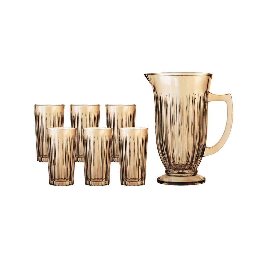 Conjunto de Jarra e Copos Hauskraft em Vidro Melina Âmbar – 7 Peças - 1