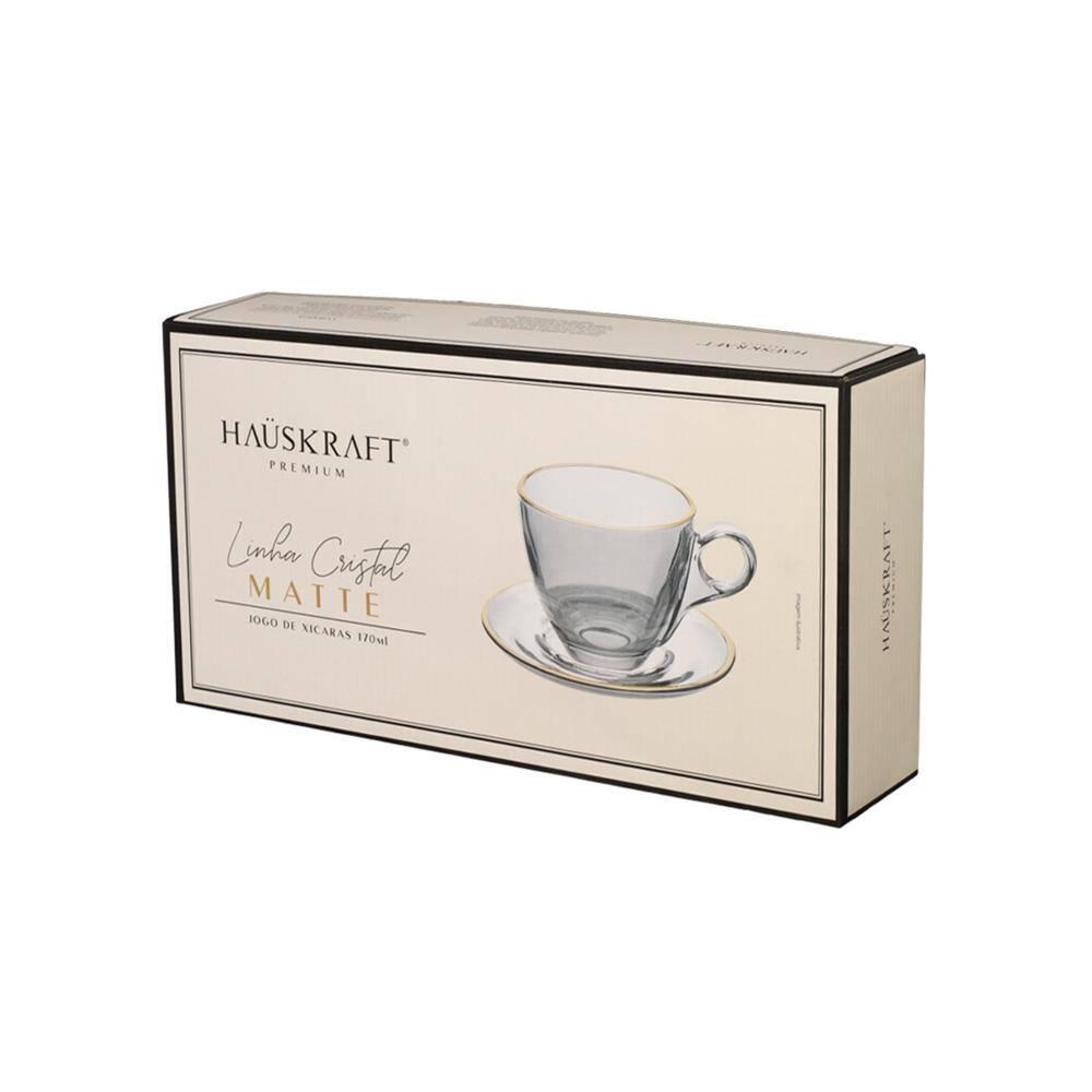 Conjunto de Xícaras para Chá Hauskraft Menfis com Pires em Cristal ônix 170ml – 4 Peças - 3