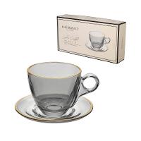 Conjunto de Xícaras para Chá Hauskraft Menfis com Pires em Cristal ônix 170ml – 4 Peças