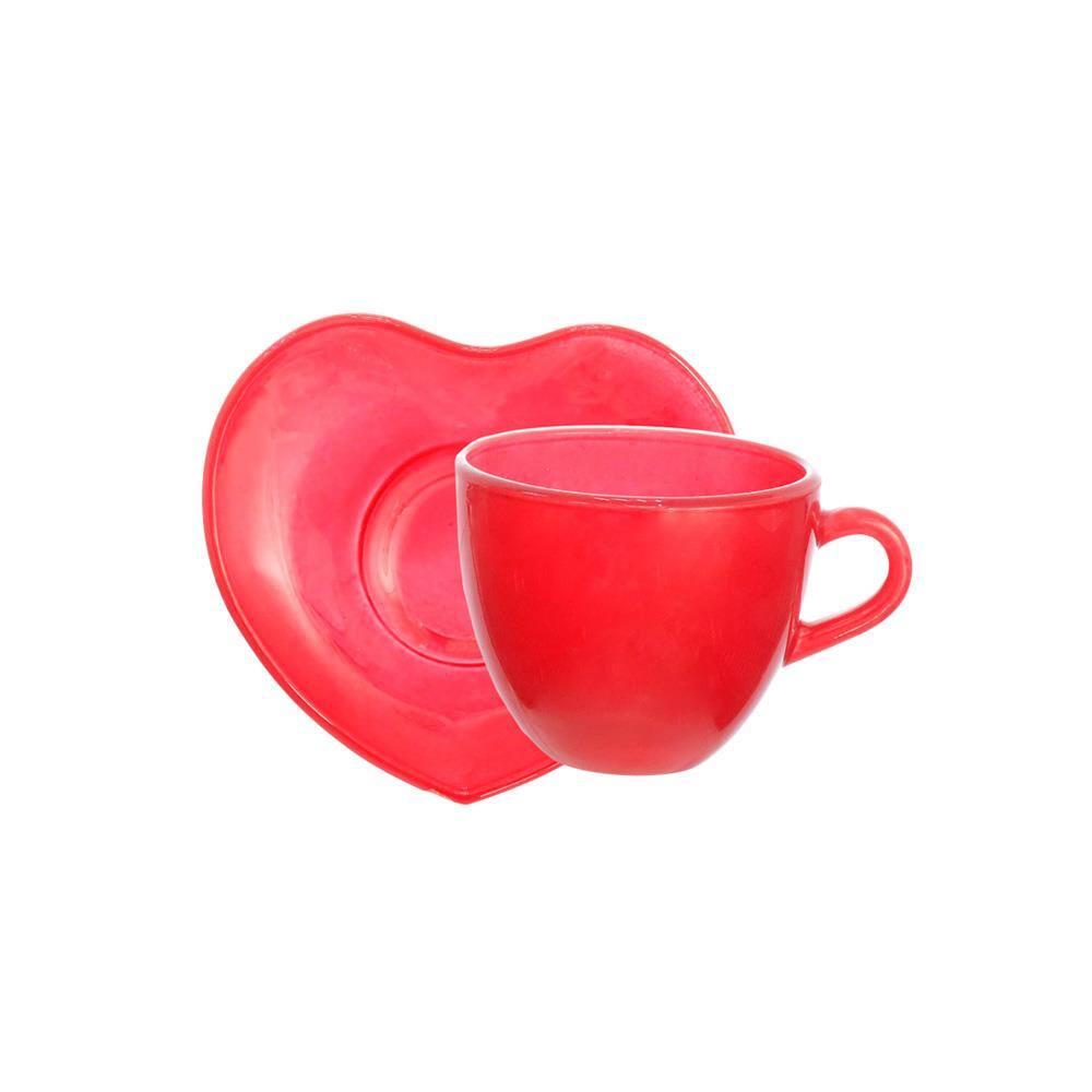 Jogo de Xícaras para Café Hauskraft Heart em Vidro 85 ml Vermelha – 4 Peças - 4