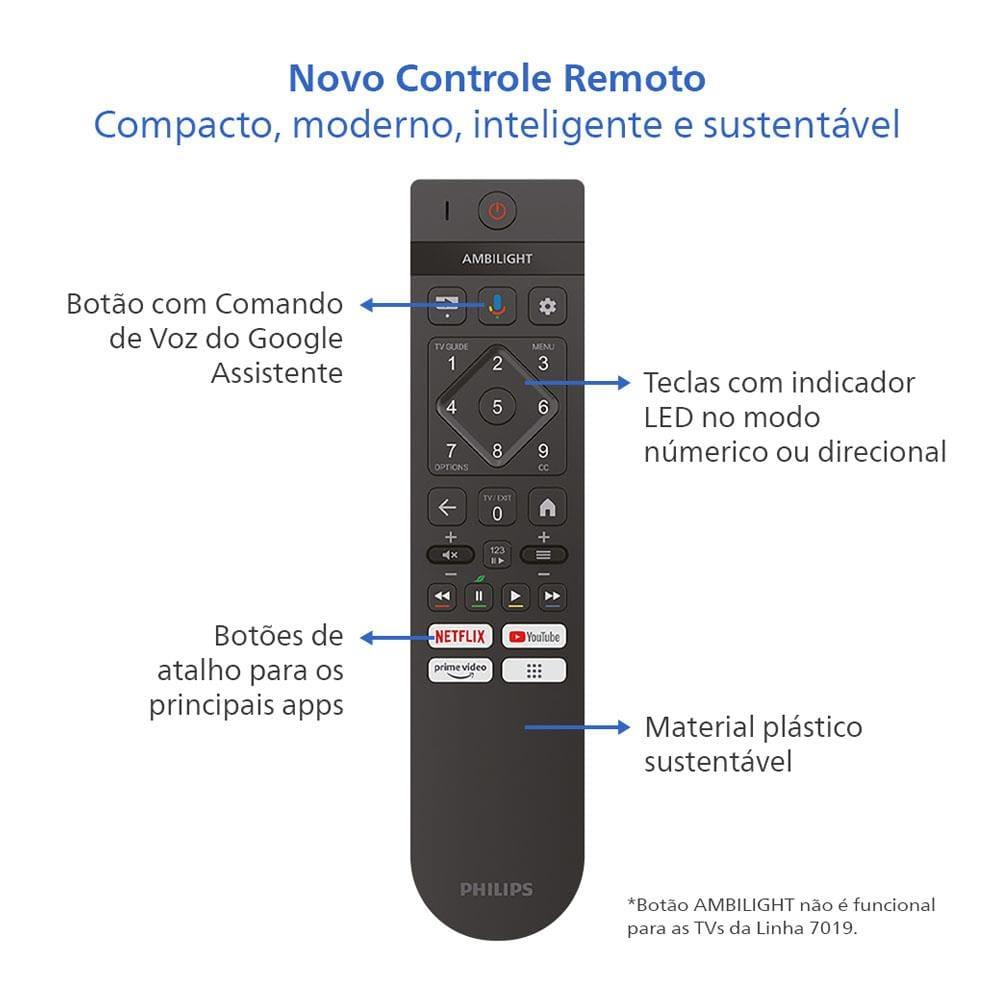 Smart TV LED 65" Ultra HD 4K Philips 65PUG7019/78 com Google TV, Comando de Voz, Wi-Fi, Entradas HDMI e USB - 7