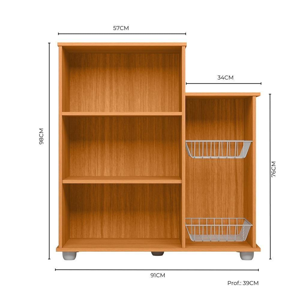 Fruteira Poliman Sollys com 2 Portas, 2 Cestos, 1 Prateleira e 91cm de Largura - Freijó - 4