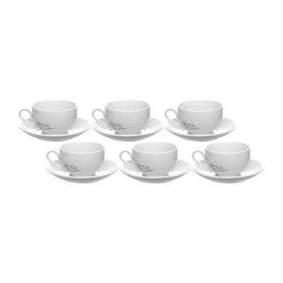 Jogo de Xícaras para Chá Hauskraft Manhattan em Porcelana 160 ml Branca - 6 Peças