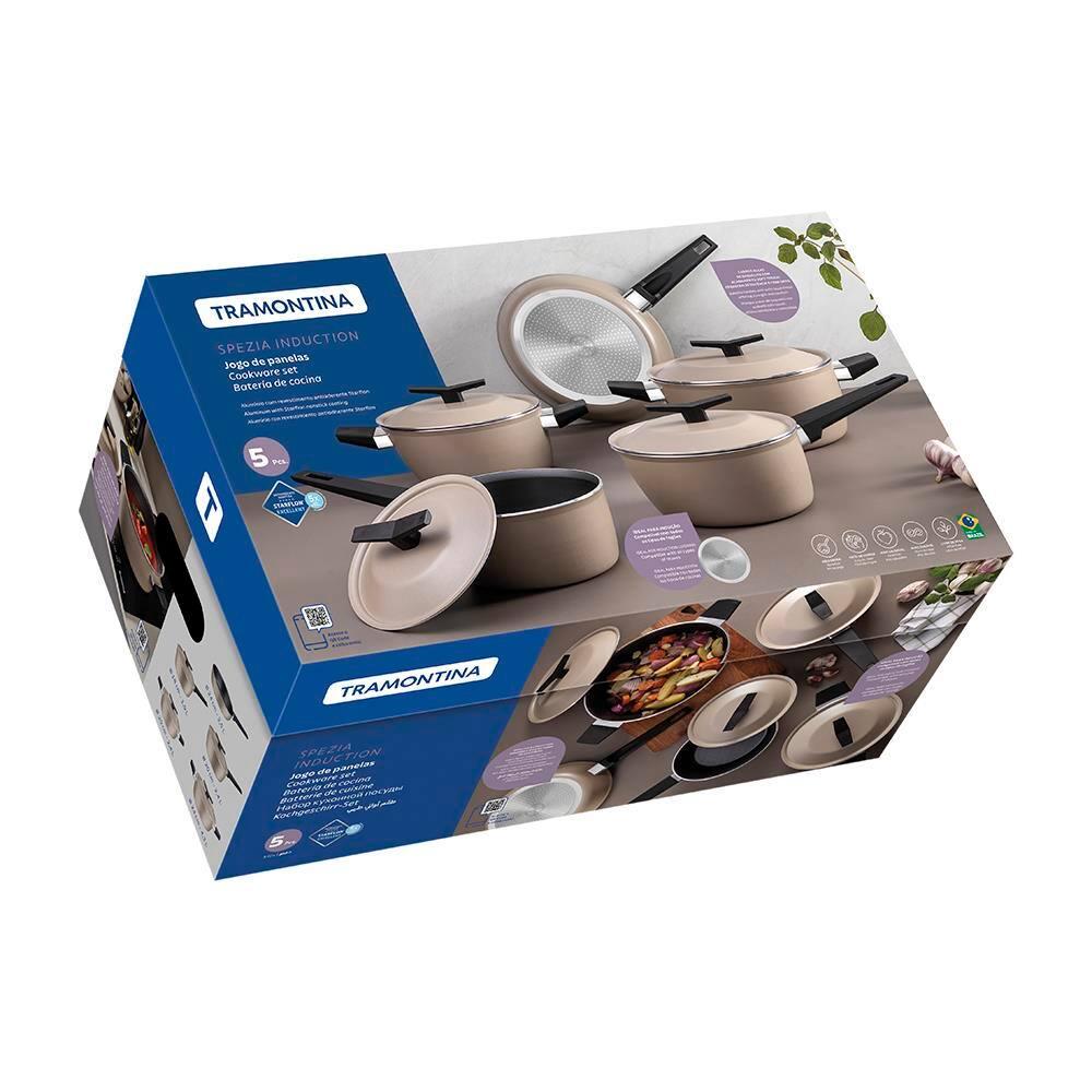 Jogo de Panelas 5 Peças Tramontina Spezia Induction em Alumínio com Revestimento Antiaderente Starflon Excellent - Areia - 7