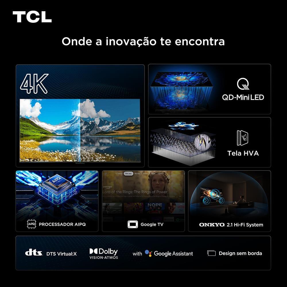 Smart TV TCL 50" 4K QD-Mini Led 50C6KS 60Hz com Sistema Operacional Google TV - 6