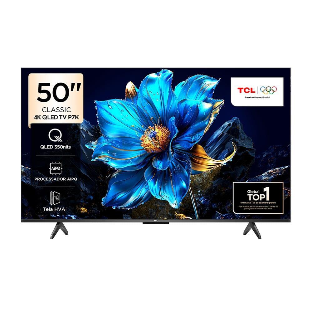 Smart TV TCL 50" 4K QLED UHD 50P7K Google TV 60Hz Processador AiPQ Preta - 1