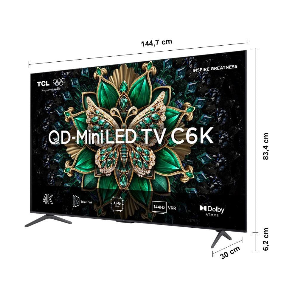 Smart TV 65” TCL 65C6K 4K QD-Mini Led 144Hz com Sistema Operacional Google TV - 7