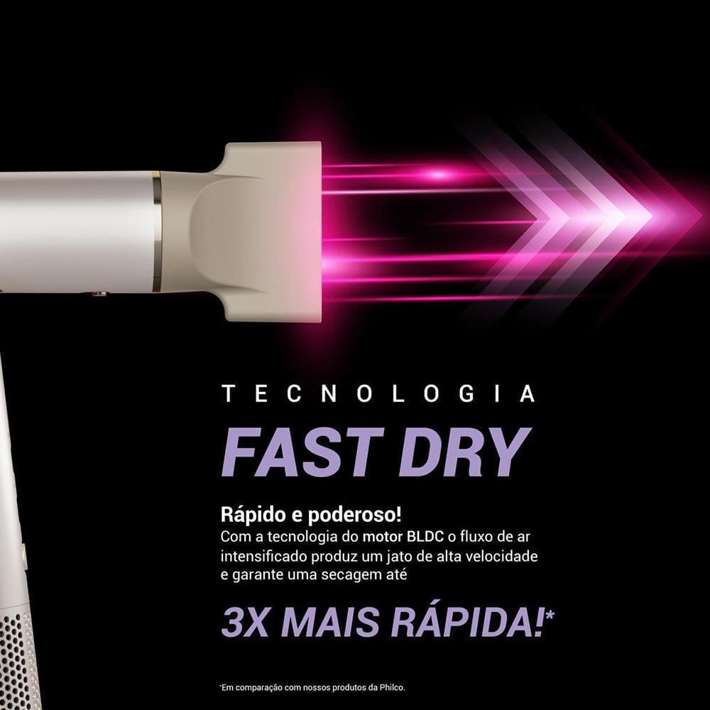 Secador de Cabelos Philco PSC3500 4 em 1 Dobrável Íon Tourmaline 3 Temperaturas + 3 Velocidades 1450W Dourado - 8