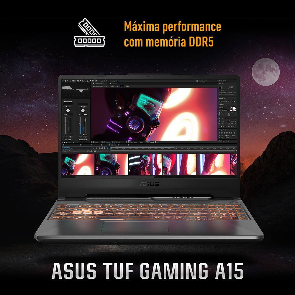 Notebook Gamer 15,6” ASUS TUF A15 144Hz Ryzen 7 KeepOS 8GB RAM 512GB SSD Preto - 4