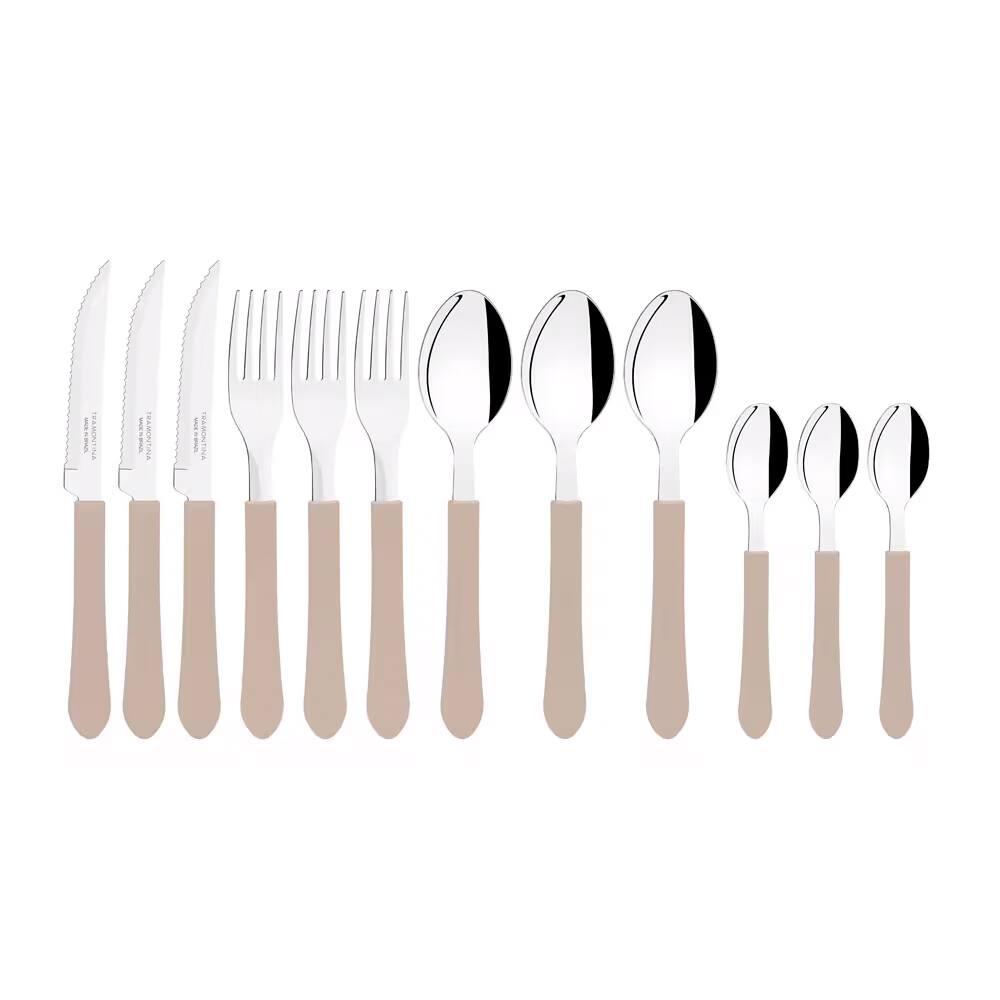 Conjunto de Panelas Tramontina Sicilia com Revestimento Starflon Excellent Vermelho – 5 Peças + Faqueiro 12 Peças Tramontina Leme - Cinza - 3