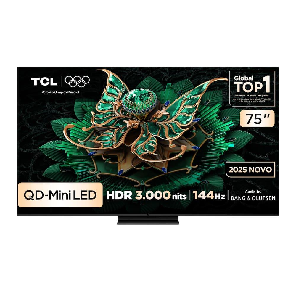 Smart TV 75" TCL 75C7K 4K QD-Mini Led 144Hz com Sistema Operacional Google TV - 10