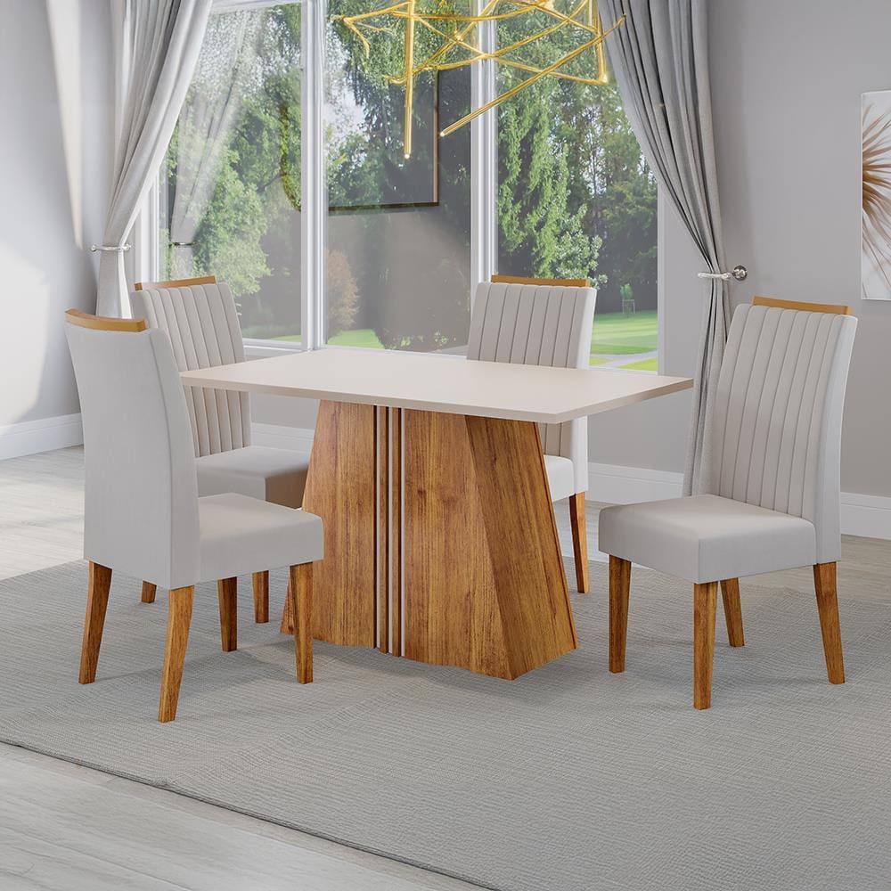 Mesa de Jantar 4 Cadeiras Viero Lumina Estofada Veludo - 1