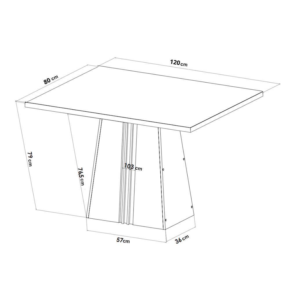 Mesa de Jantar 4 Cadeiras Viero Lumina Estofada Veludo - 4