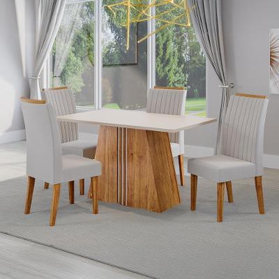 Mesa de Jantar 4 Cadeiras Viero Lumina Estofada Veludo