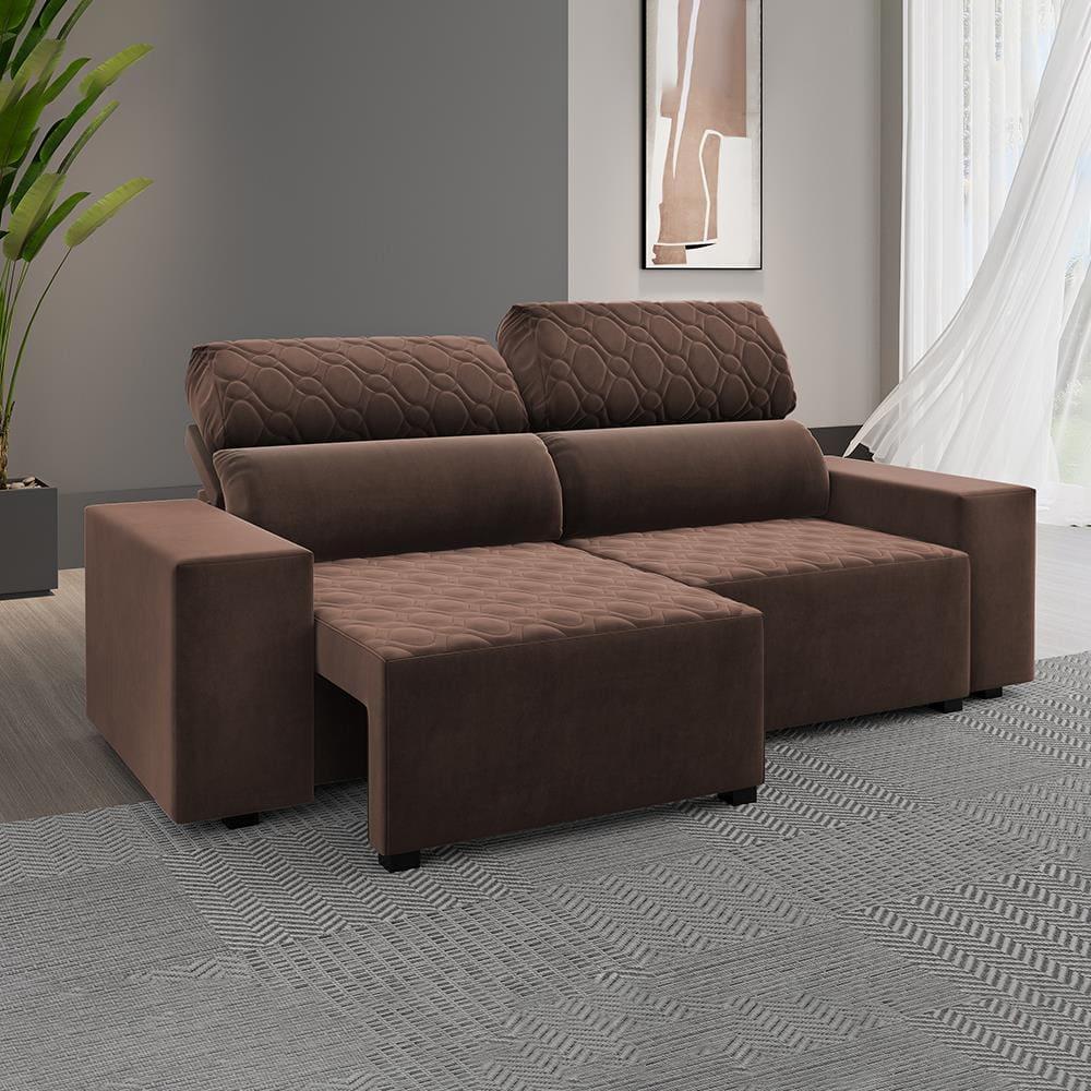 Sofá 3 Lugares Viero Venetto Retrátil Reclinável 2 Metros Veludo - 1