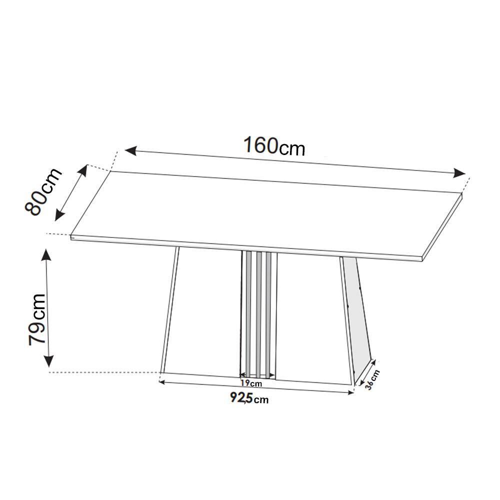 Mesa de Jantar 6 Cadeiras Viero Lumina Estofada Veludo - 4