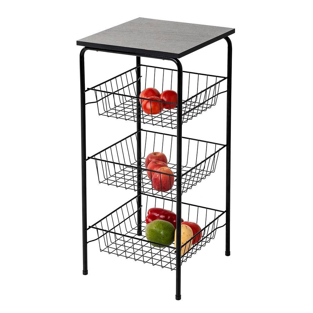 Fruteira Utimil com 3 Cestos - Preta - 2