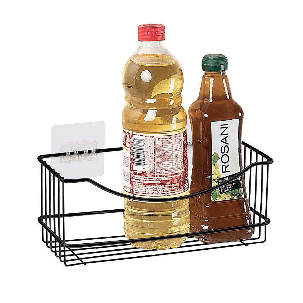 Prateleira Multiuso Utimil Maior Parede em Aço Cromado Preto - 25cm - 2