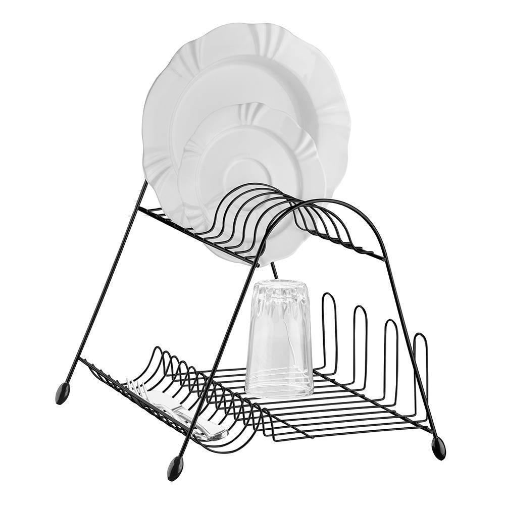 Escorredor de Louças 2 Andares Utimil em Aço Cromado - Preto - 1